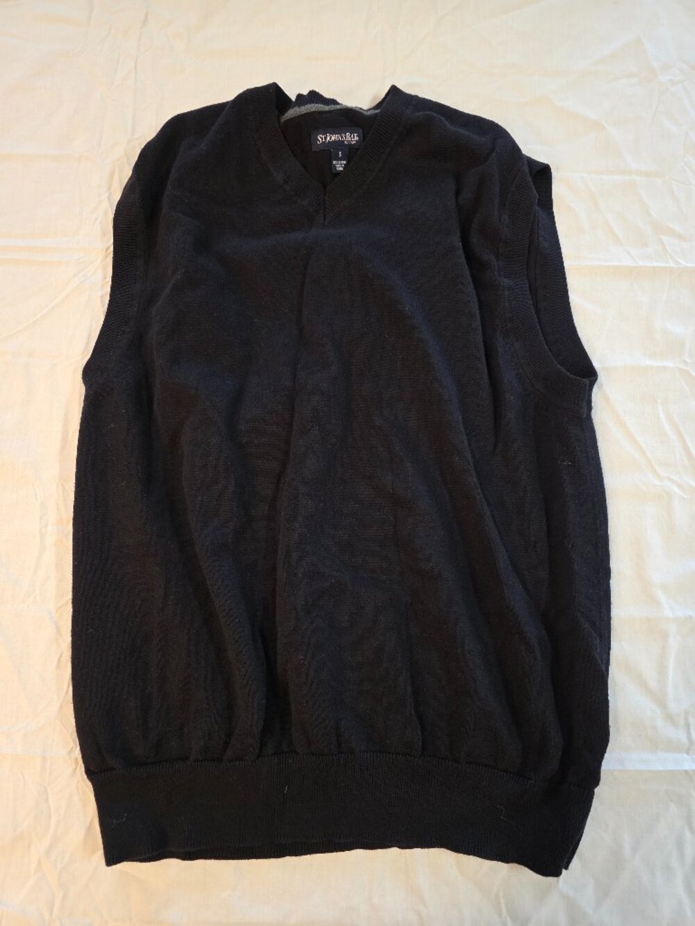 St John's Bay Men's Sweater Vest Black 100% Cotton Small
